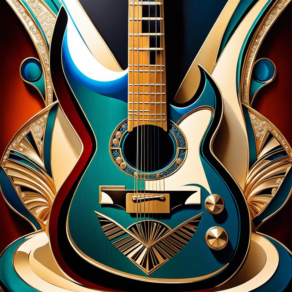 guitar in art deco AI Generated Artwork NightCafe Creator
