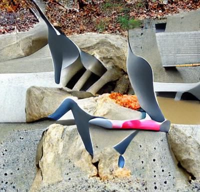 The ridged three marlin fork descend upon a ravaged cement d...