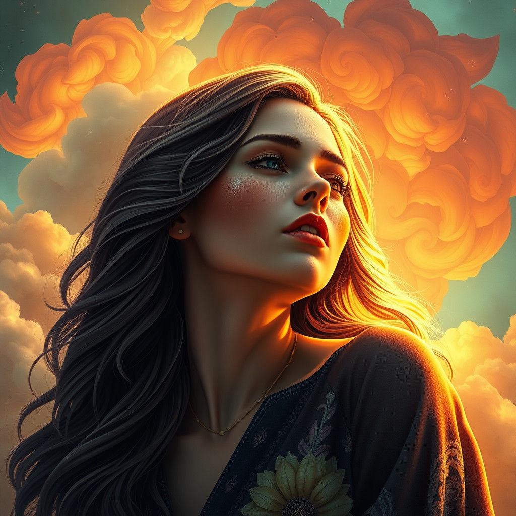 Melancholic Songstress in Art Nouveau Style