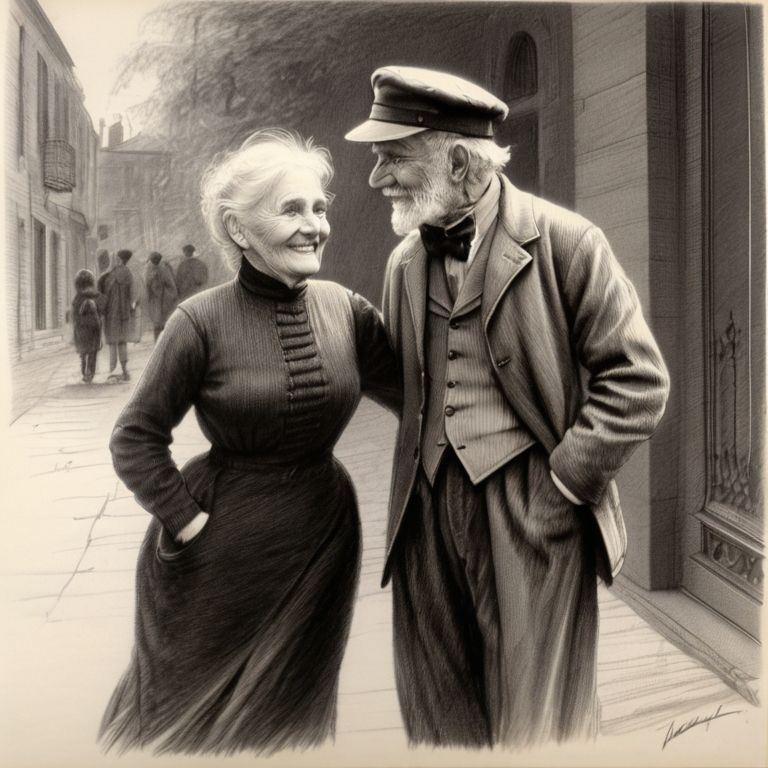 Old couple tenderness.