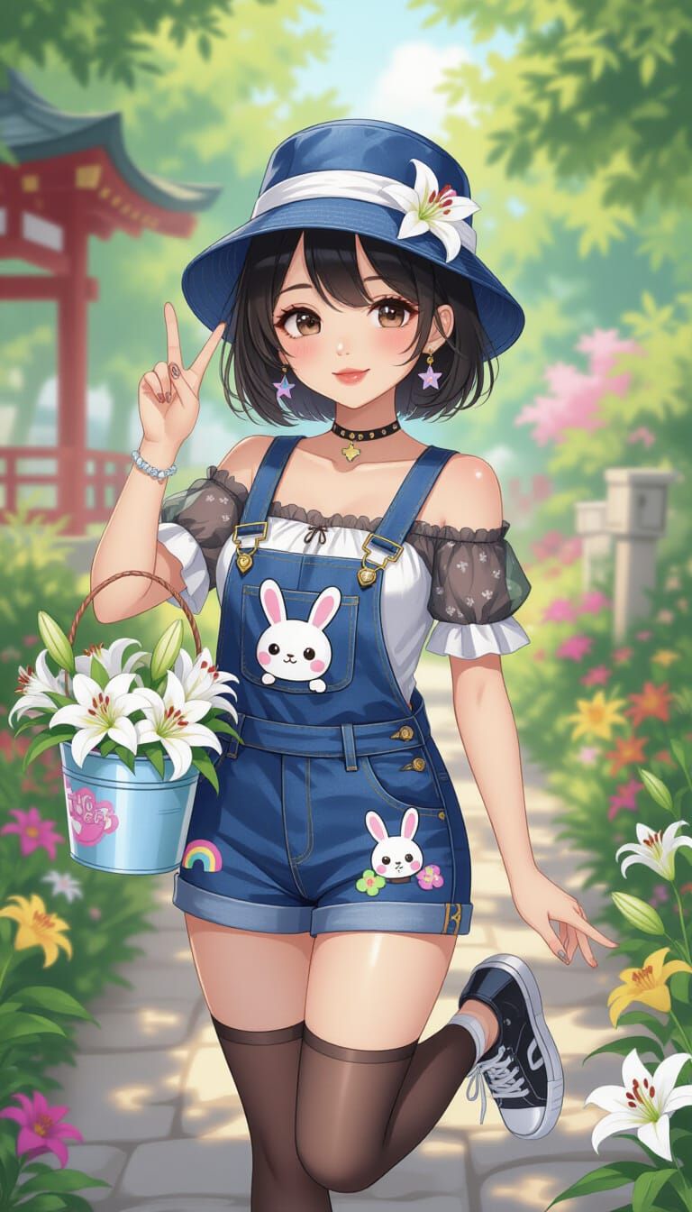 Cute Moon in the summer garden