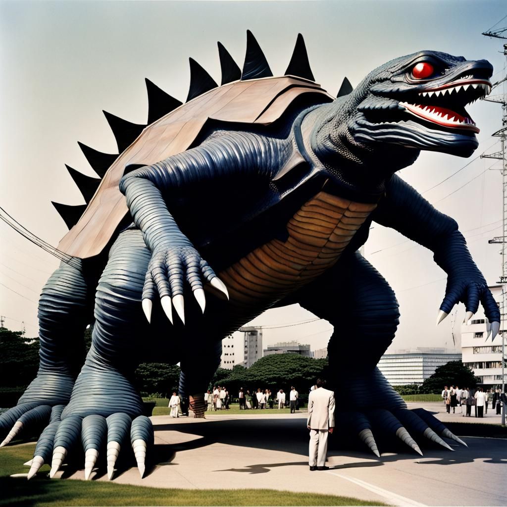 Gamera, a friendly monster.  Huge kaiju. World's largest mar...