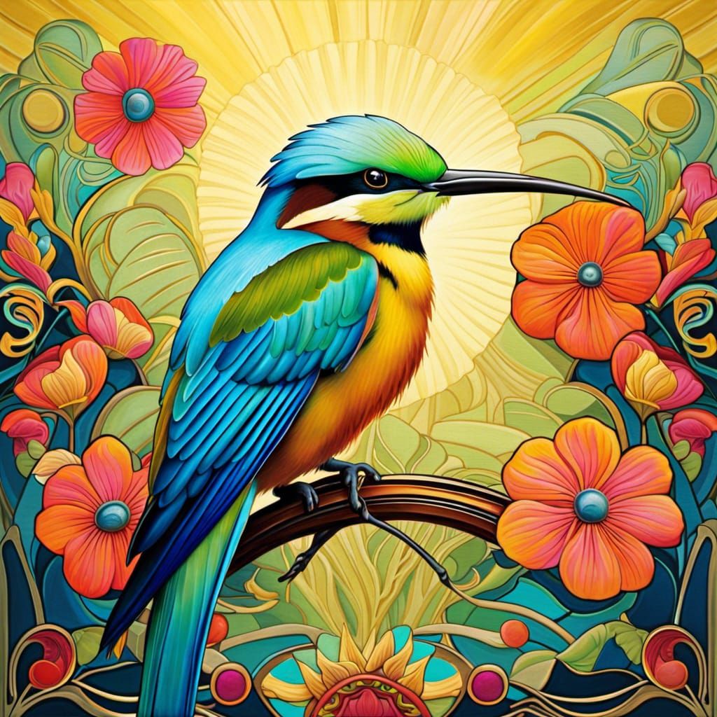 Blue-tailed bee-eater  by @RandomJ