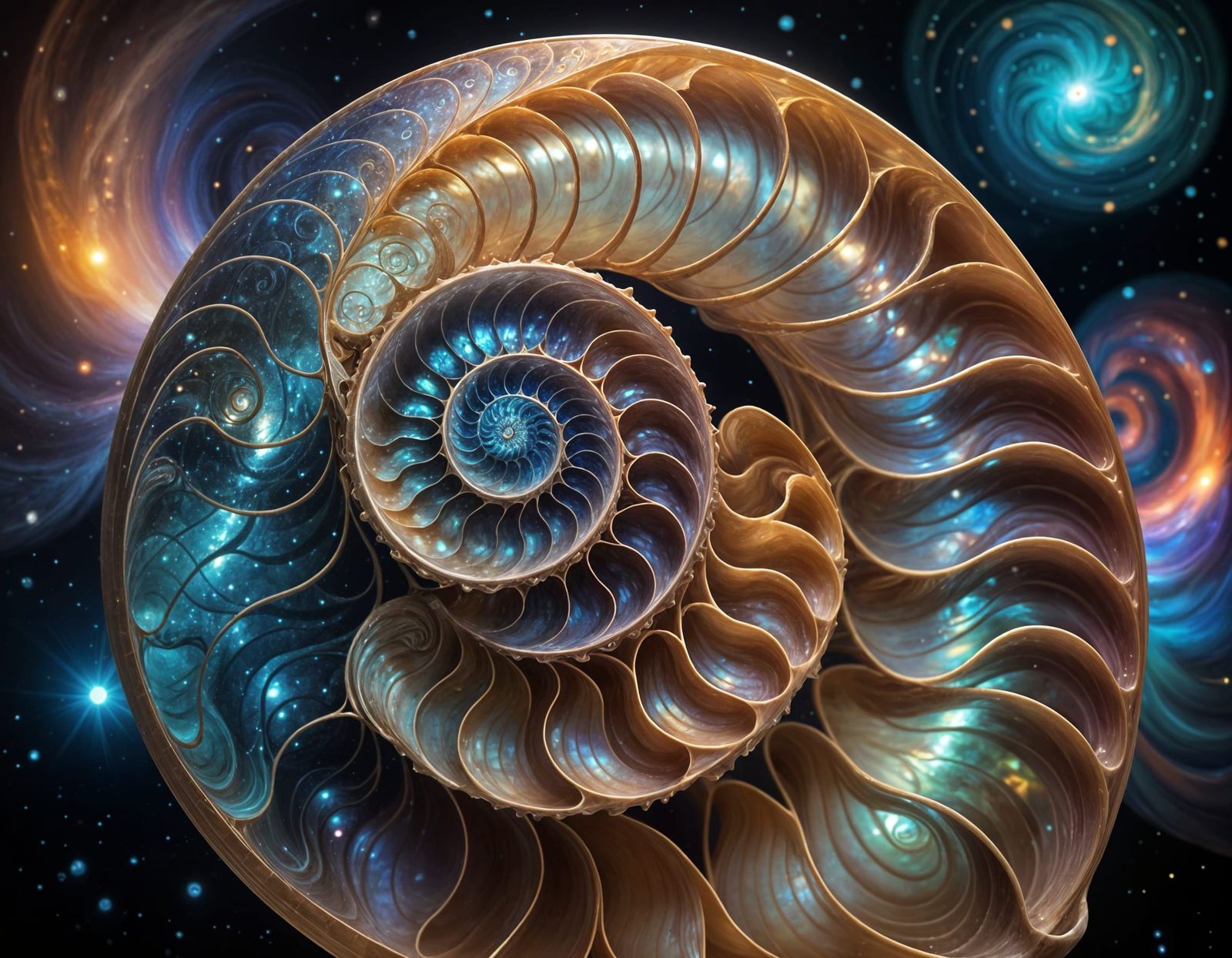 The Fibonacci spiral Nautilus in the fractal cosmos  by @Francis H