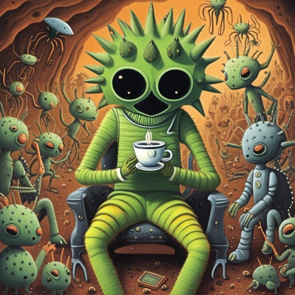 <lora:Cactus People:1.0> Bug alien tea party 