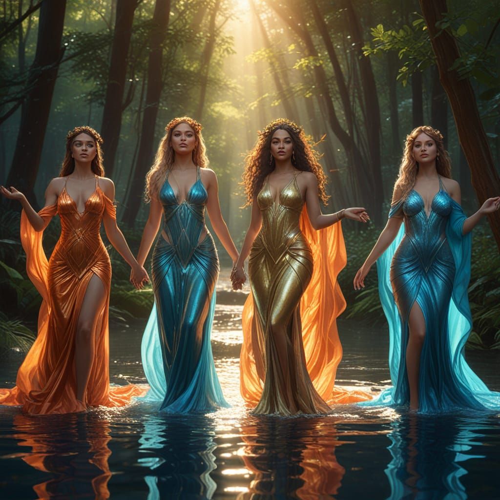 Elemental Goddesses Gather in Divine Light