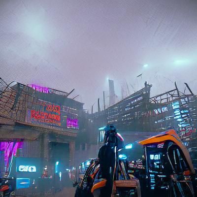 post apocalyptic city dystopian urban place with alien techn...