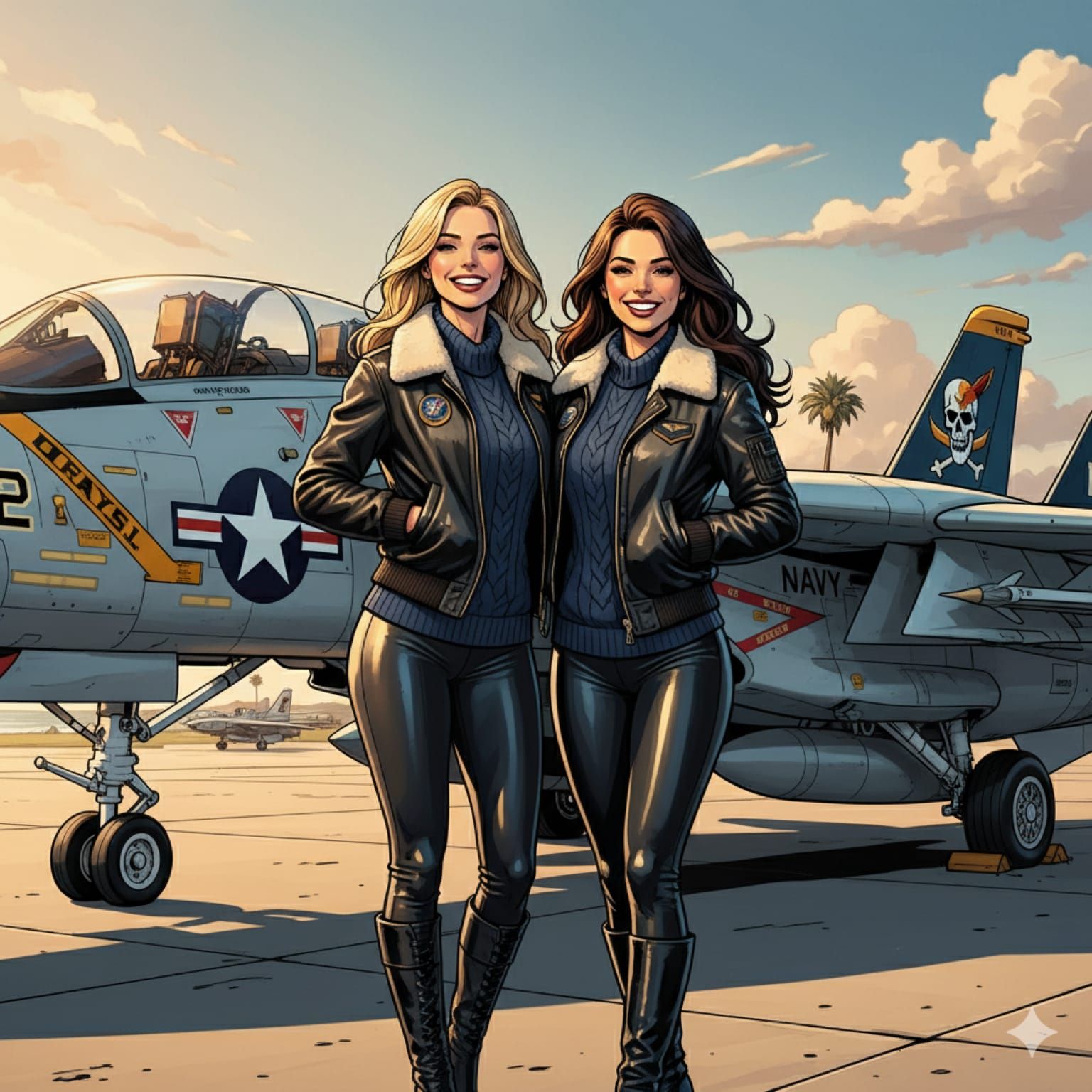 Capt Kate, Capt Vic Posing with the F-14 Tomcat