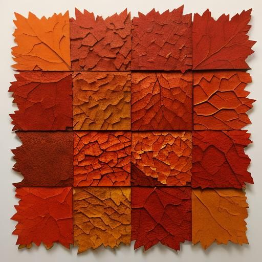 textured paper collage art. fall. orange, red, brown mood