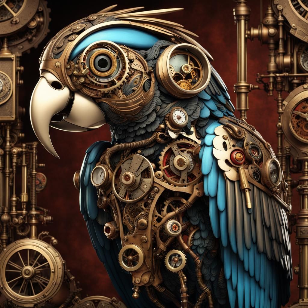 Steampunk cyborg parrot  by @AudiBruno