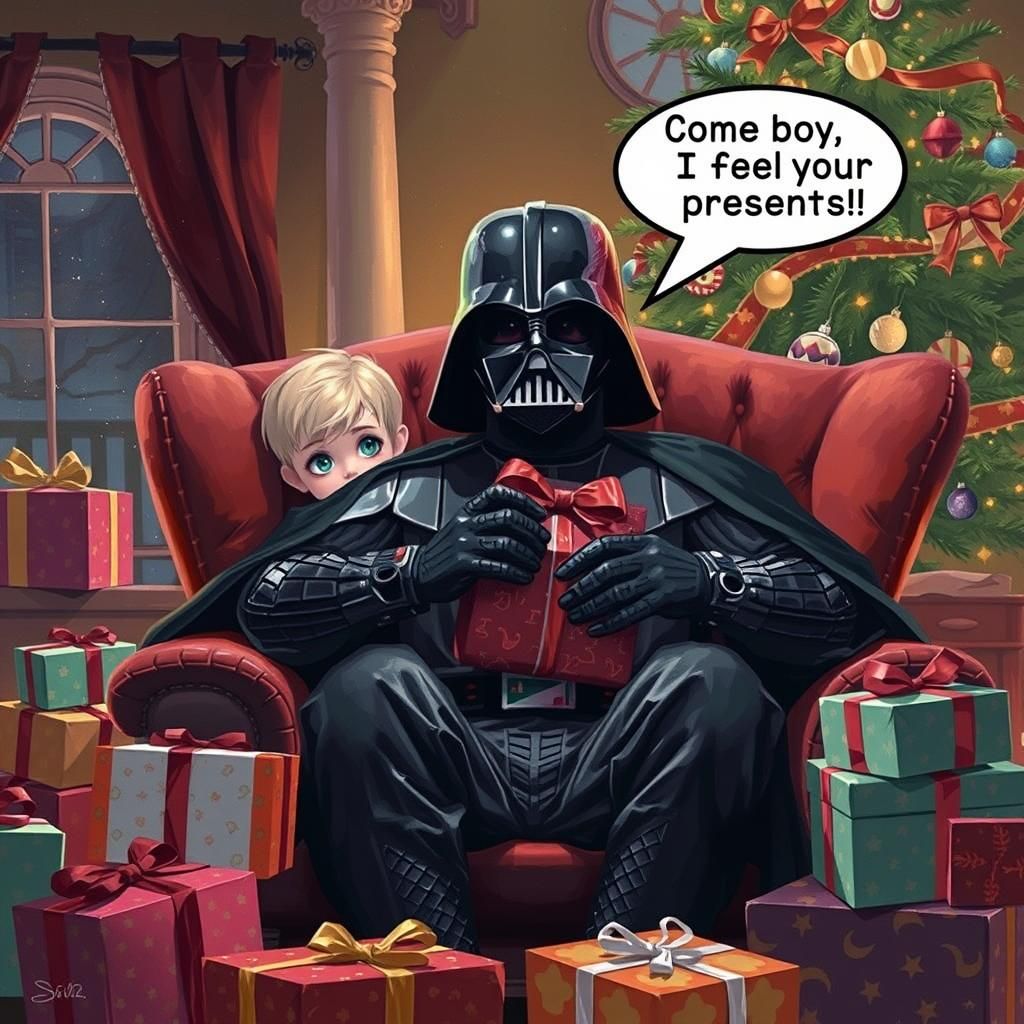 The boy is nervous and hiding but Vader knows he is there