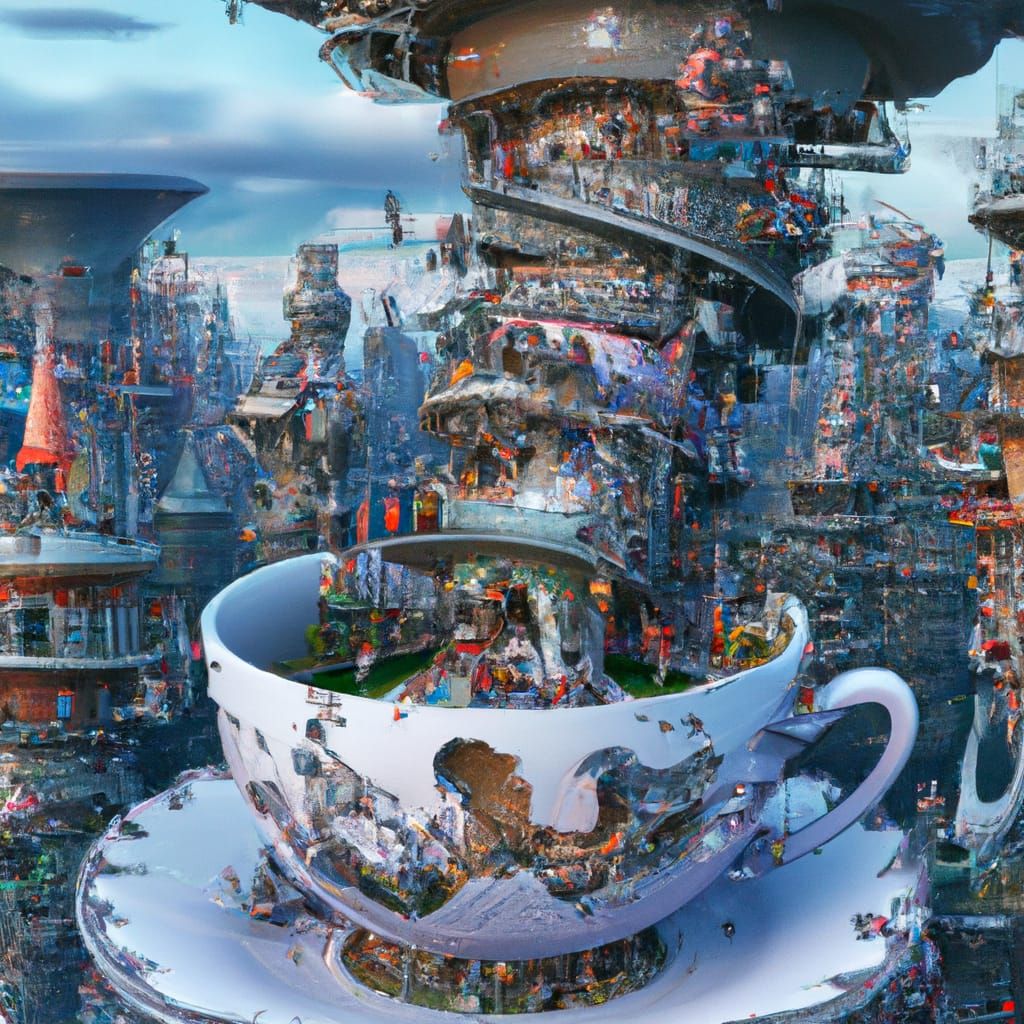 Surreal Fairy Kingdom in a Teacup City