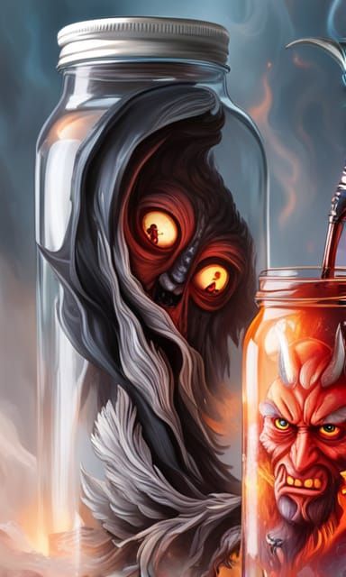 tiny angry brimstone red demon