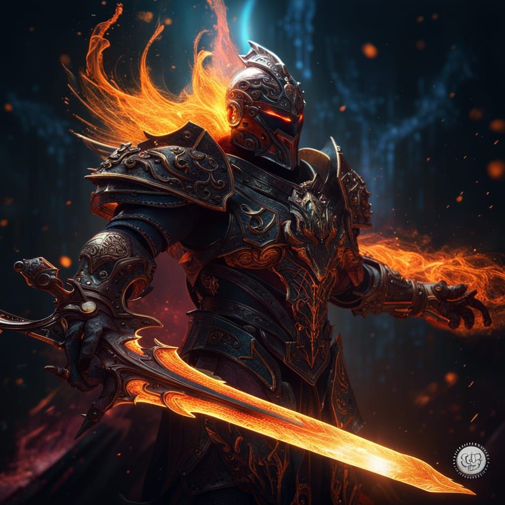 cosmic fire knight - AI Generated Artwork - NightCafe Creator