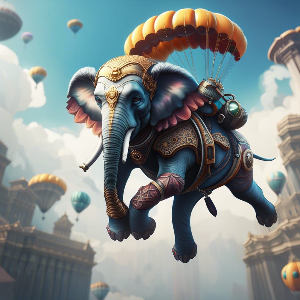 Elephant skydiving   by @AV77