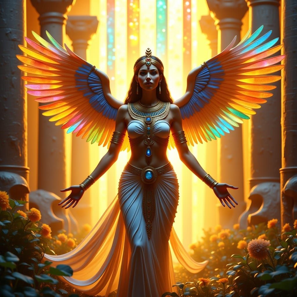 Egyptian Goddess Isis Radiates Divine Splendor in Vibrant, E...