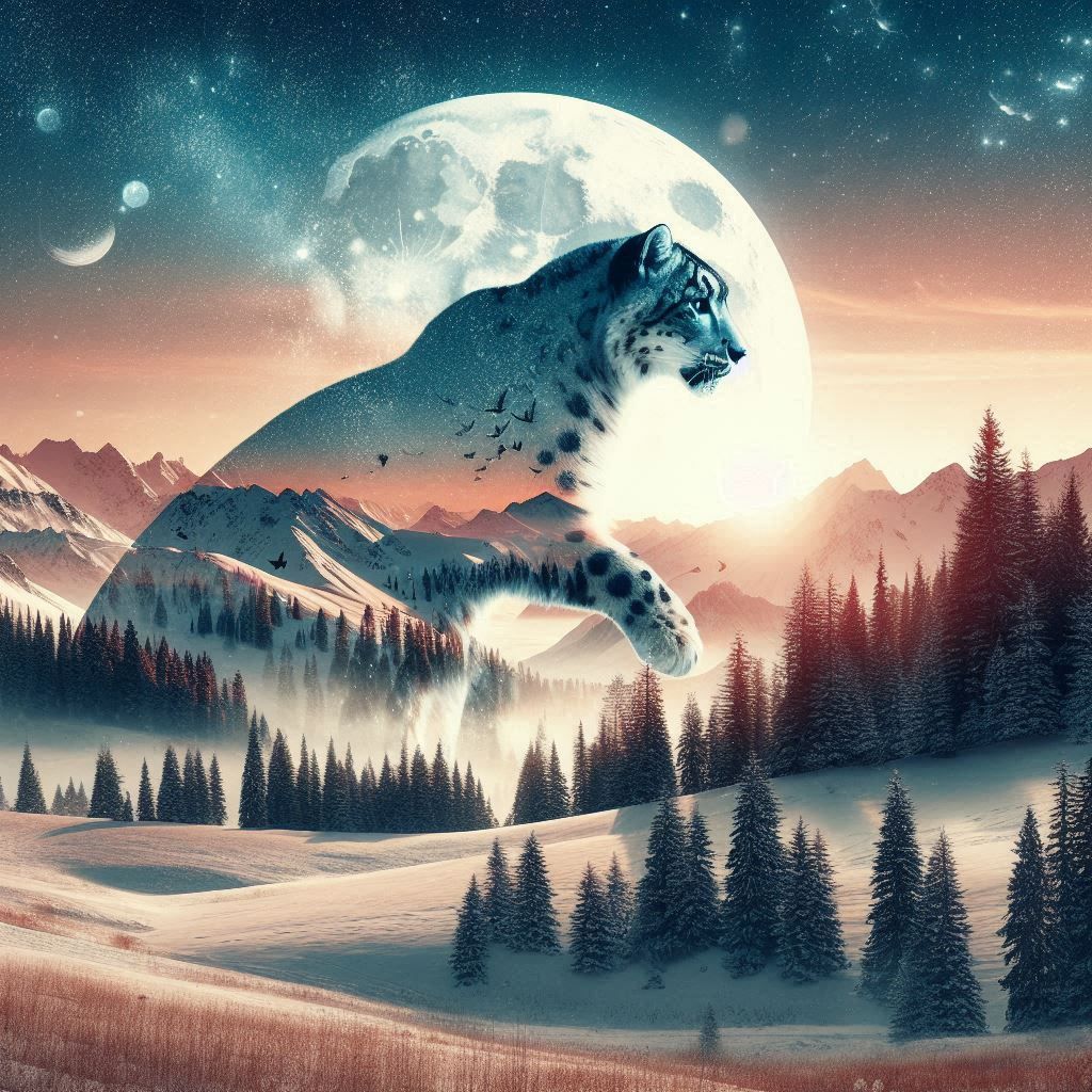 double exposure beautiful fantasy DALL-E 3 portrait landscape..