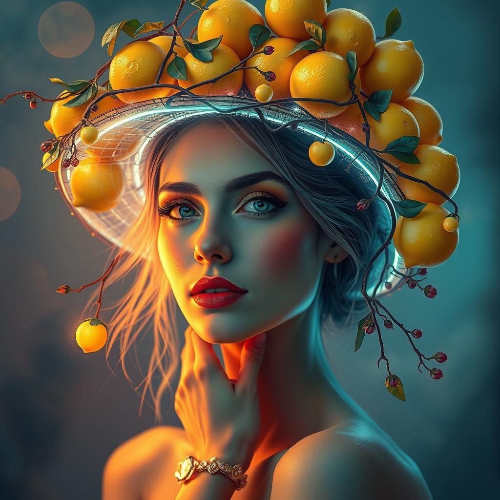 Lemon hat with neon lights 