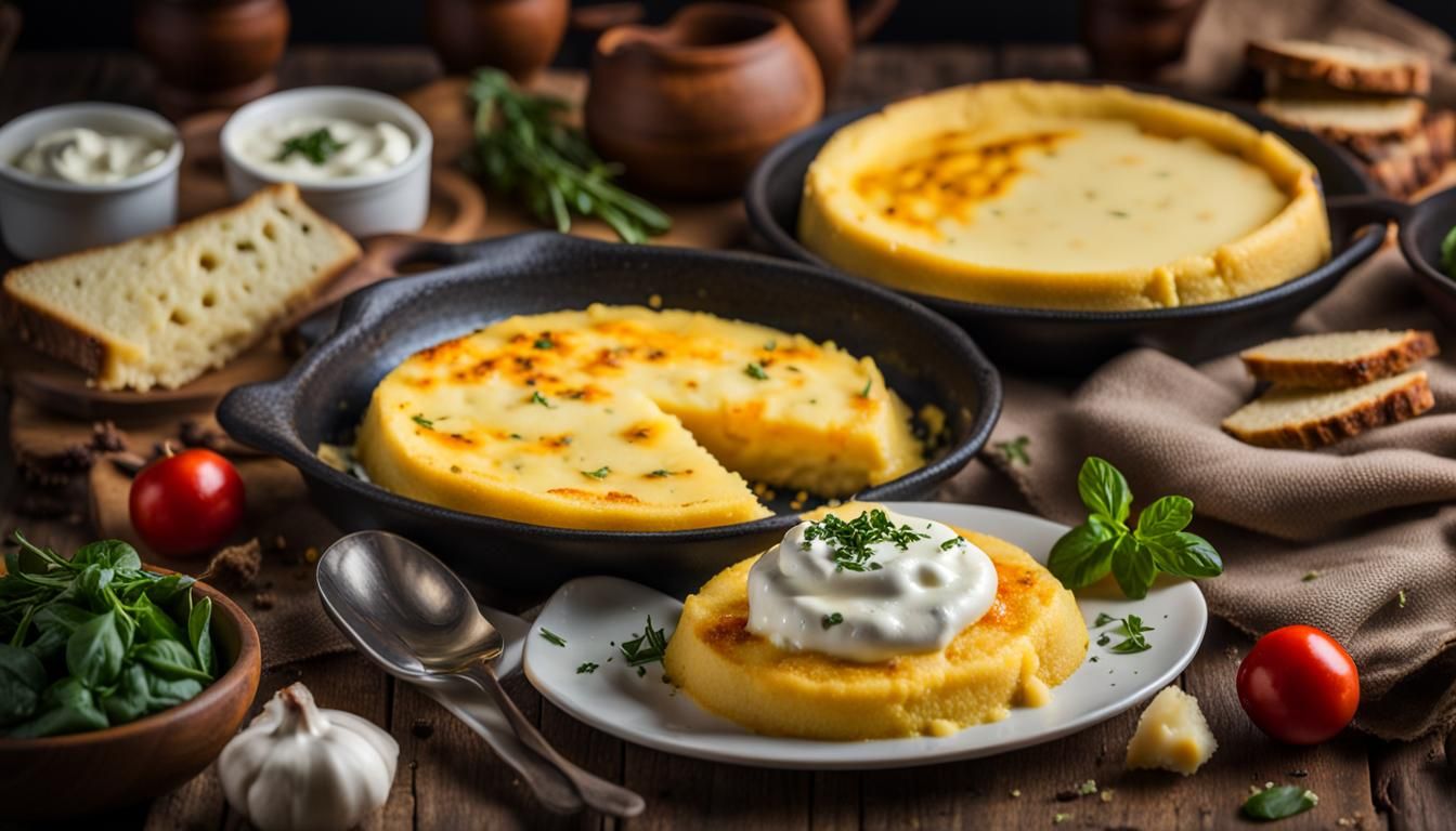 An appetizing shot of a portion of polenta served with melte...