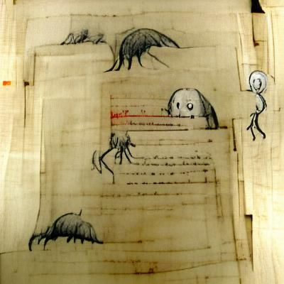 Manuscript with ominous drawings