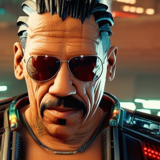 Danny Trejo in cyberpunk - AI Generated Artwork - NightCafe Creator