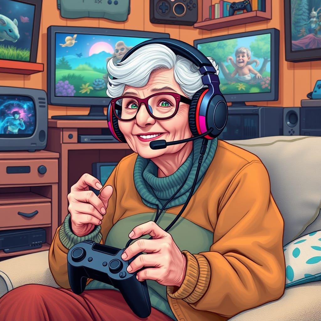 Grandma gamer  by @Ann