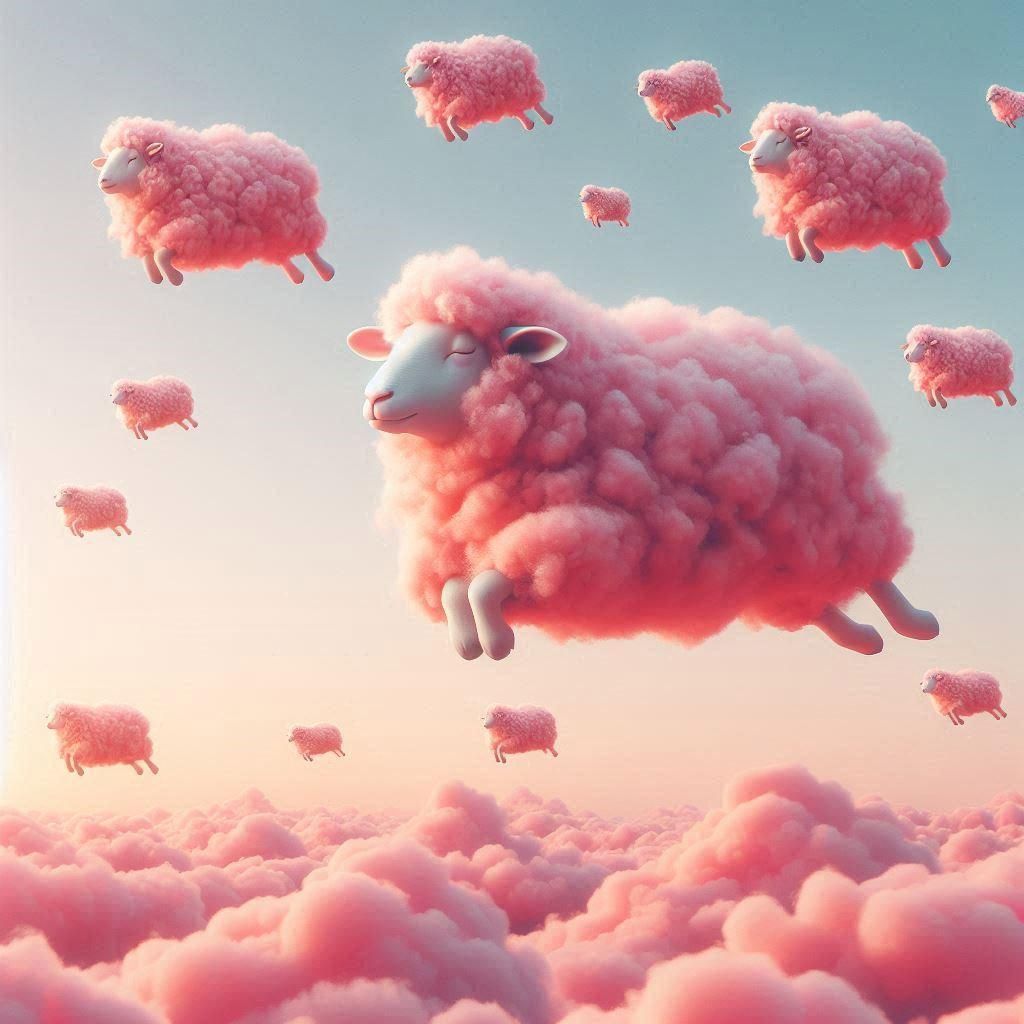 Surreal sheep clouds