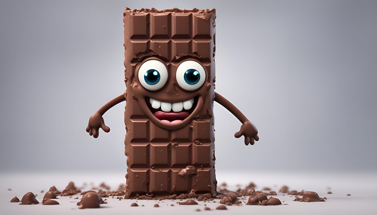 cute adorable smiling chocolate bar with eyes and arms - AI Generated ...