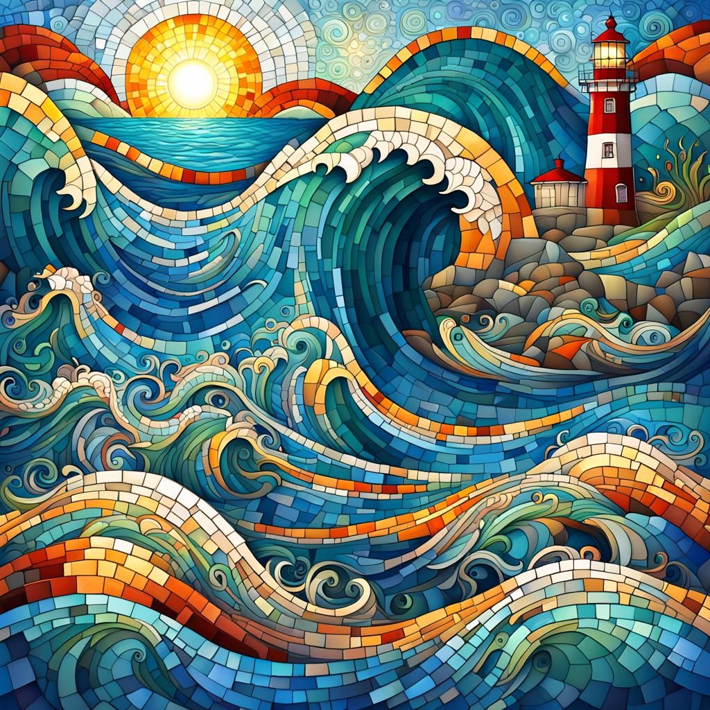 Ocean Waves Mosaic   by @Pluto