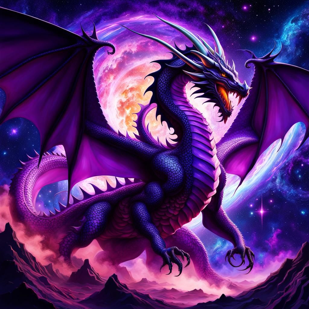 Gigantic purple dragon coming off a nebula - AI Generated Artwork ...