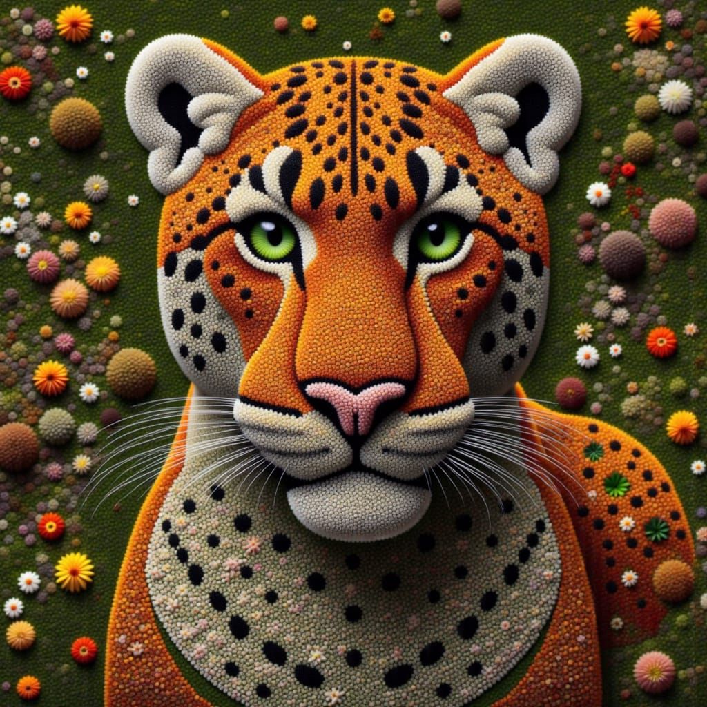 Jaguar <lora:Made of flowers:3.0>