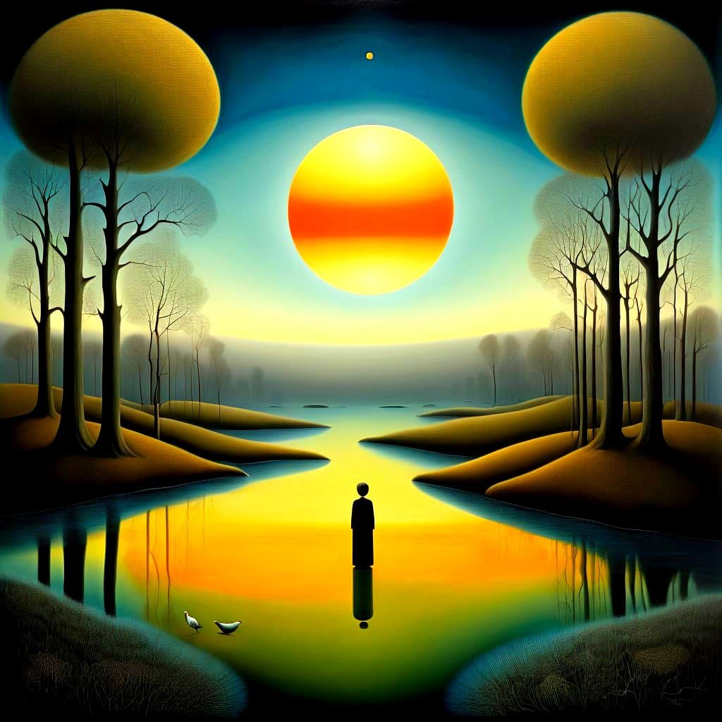 Surreal and Eerie Landscape in Hyperrealist Style