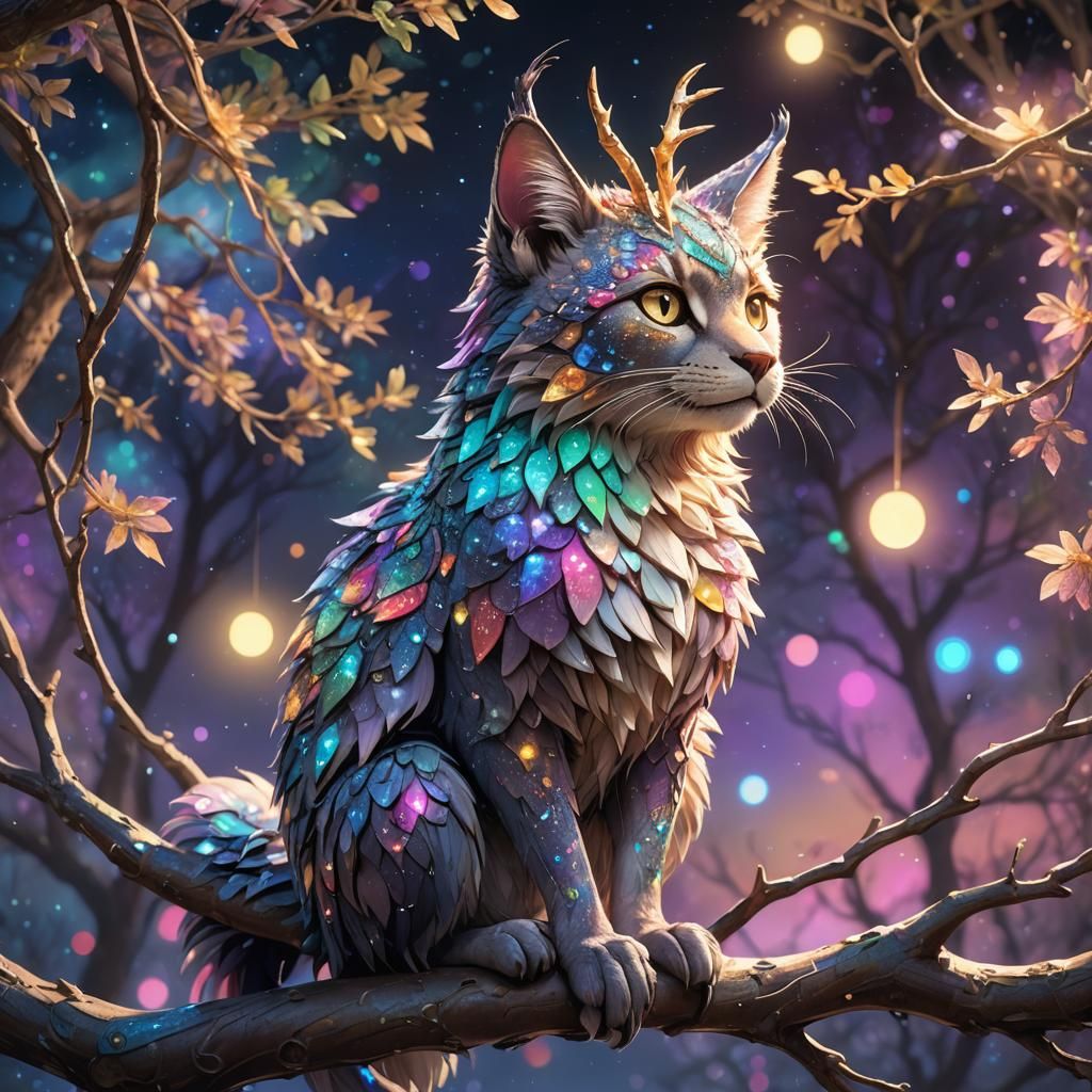 a whimsical, anime-style creature with oversized, expressive...