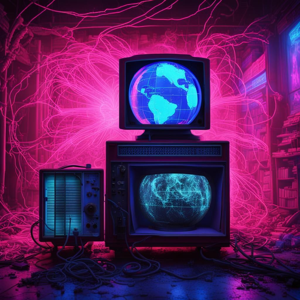 old fashioned tube television set. cosmic ray detector. fema...