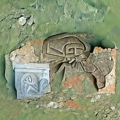 Bas-relief found in an ancient Russian ruin