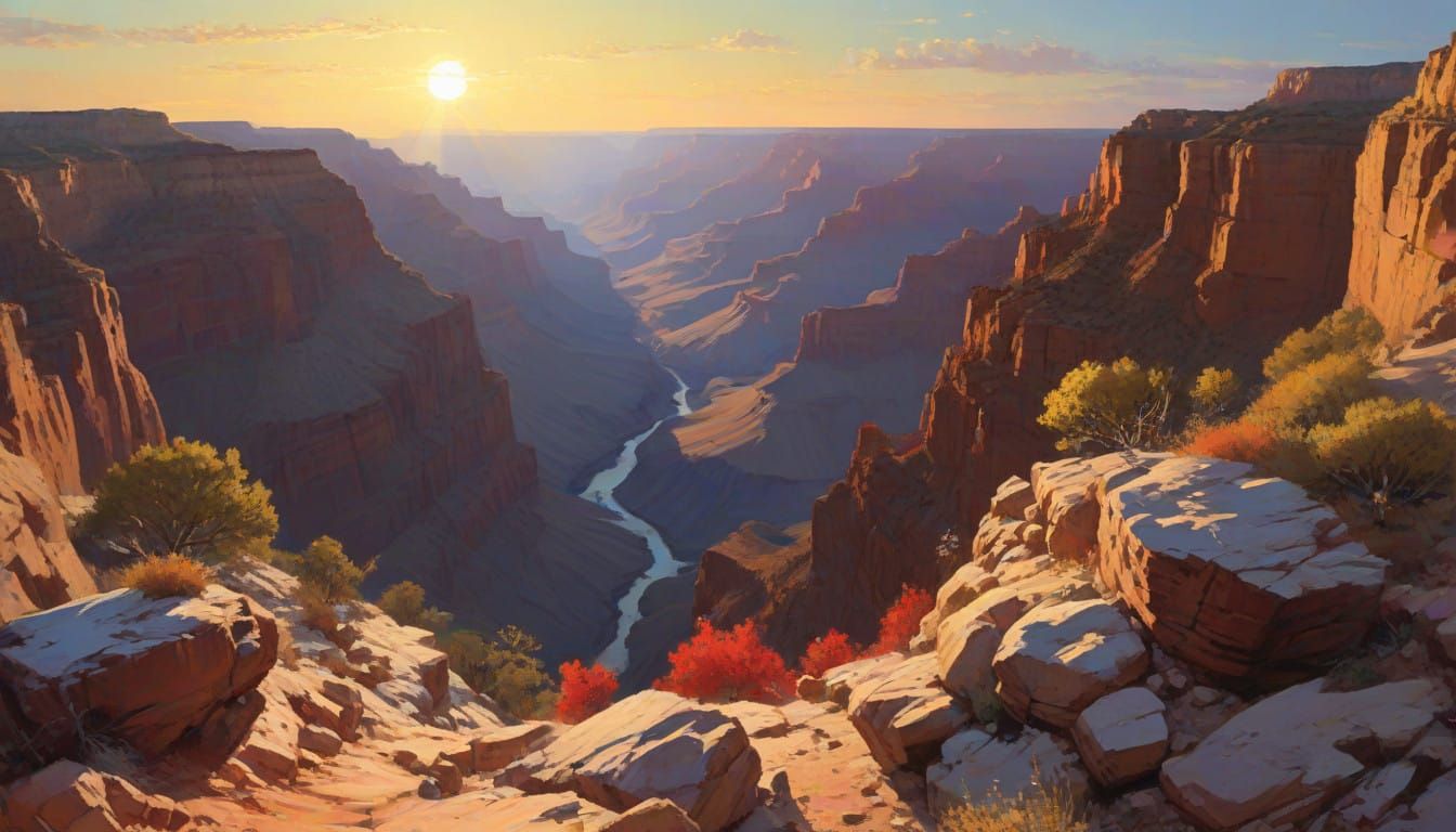The Setting Sun Over the Grand Canyon