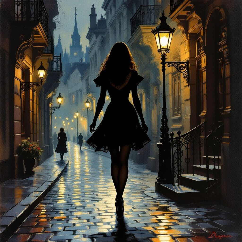 Golden Lady tights - a vampire's first step to Victoria 
By Konstantin Somov and Zinaida Serebriakova ...  by @Igor_t_M