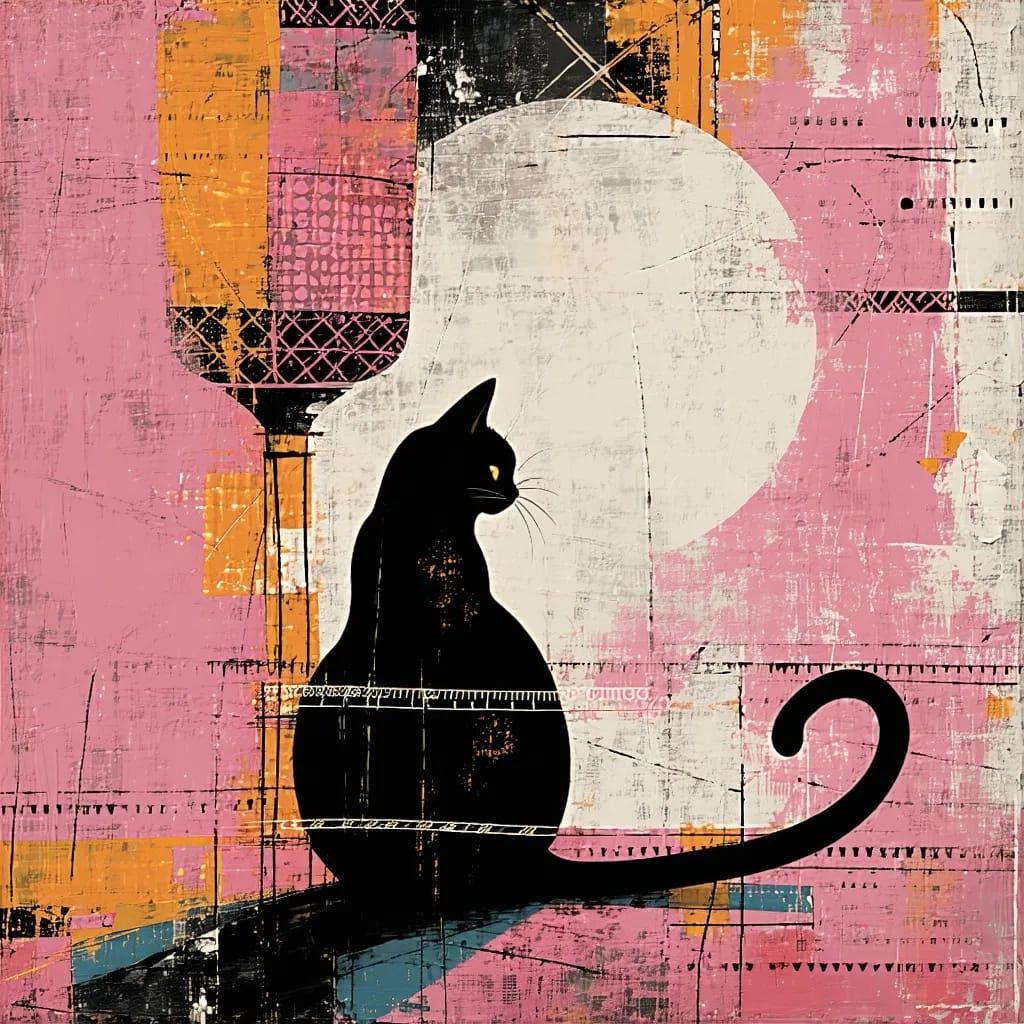 "Black Cat and Pink"