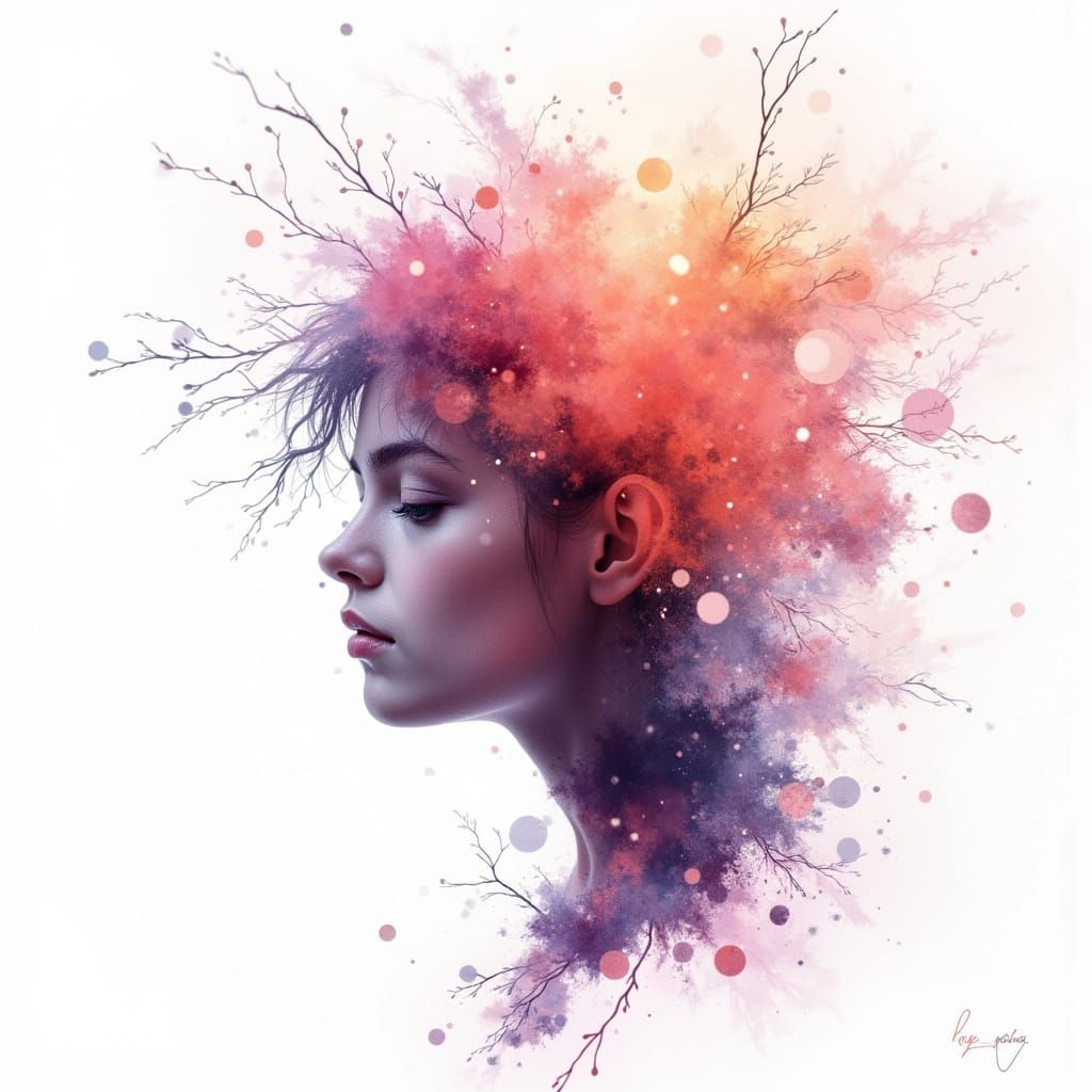 Ethereal Watercolour Landscape in Foggy Atmosphere