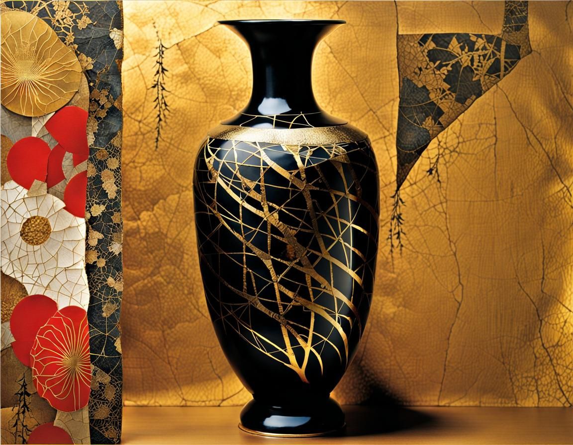 Japanese black and gold vase II