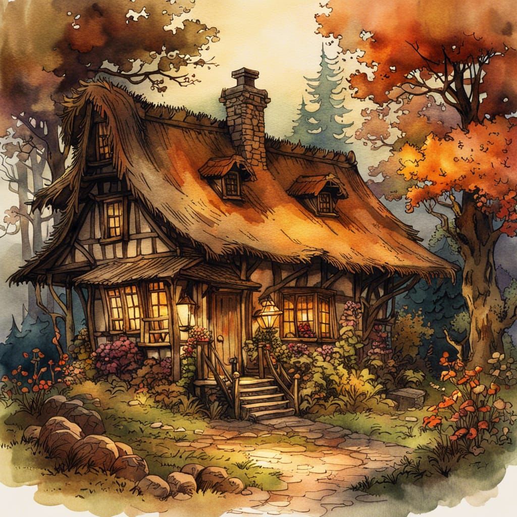 Autumn Cottage  by @Hesione