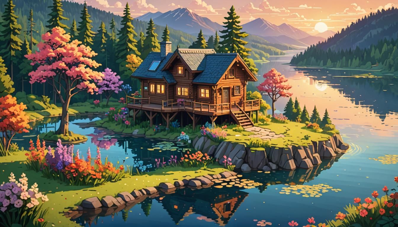 Pixel art Lake