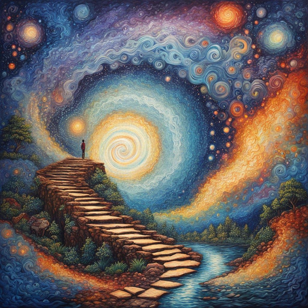 Impasto Cascade Hallucination cosmic binary portal boy heavenly zentangle Lee  by @Meredith Ellen Skye