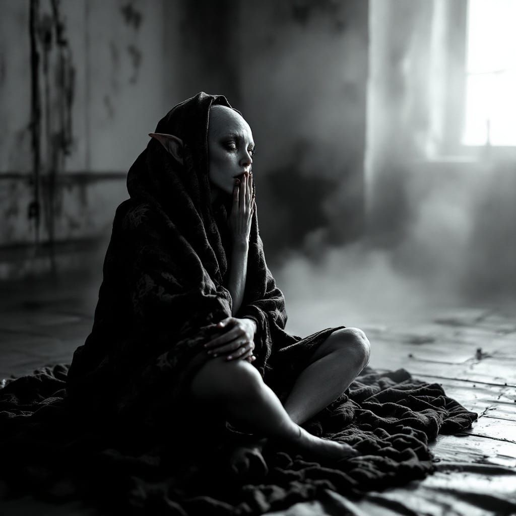 Elven Inmate in Black and White Film