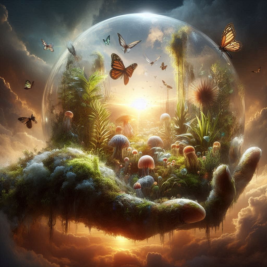 double exposure beautiful fantasy DALL-E 3 portrait landscap...