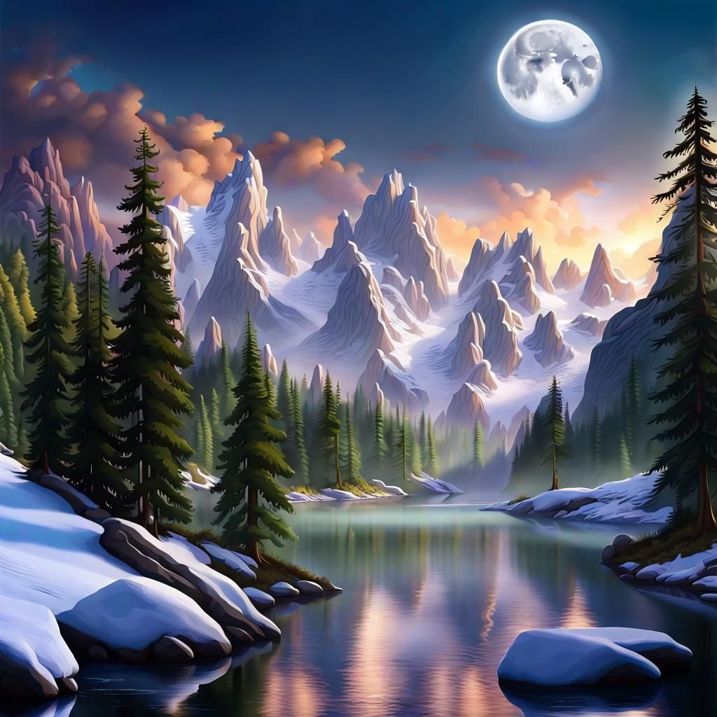 Frozen mountainscape