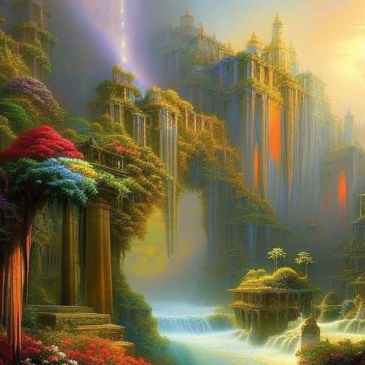 Hanging gardens of babylon - AI Generated Artwork - NightCafe Creator