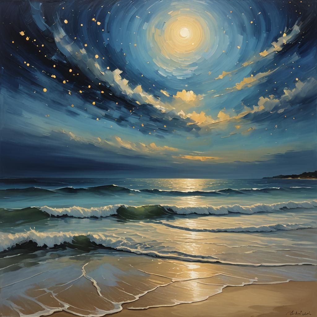 night beach- paint