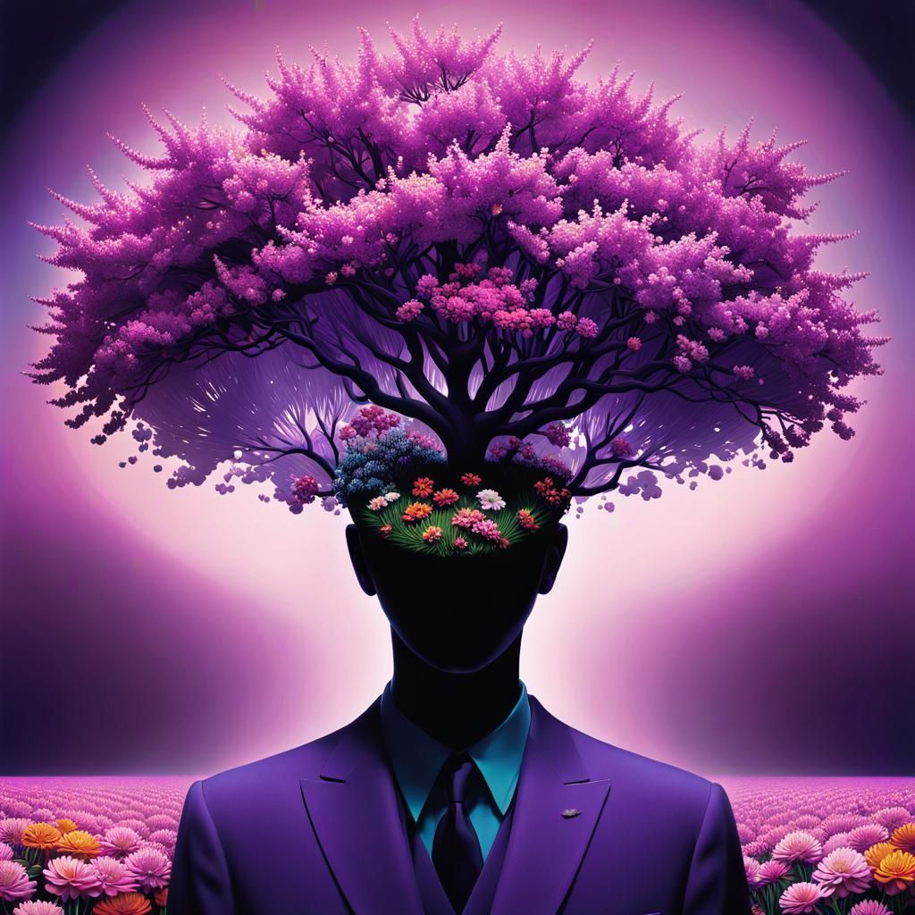 Psychedelic Spring Flowers in Surreal Glitch Art Style