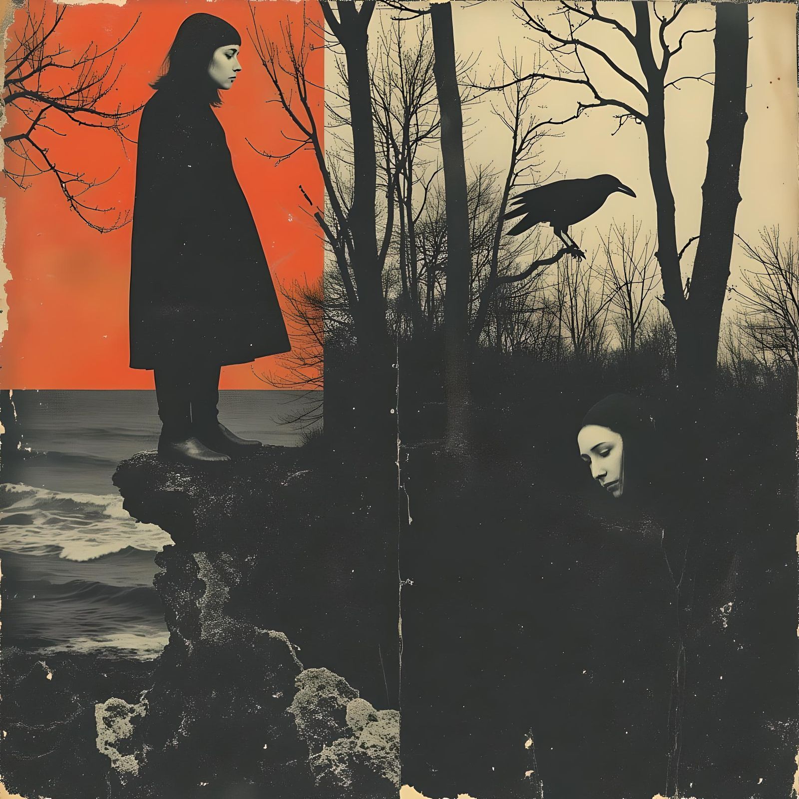 Mystic Woman in Coldwave Sunrise Forest